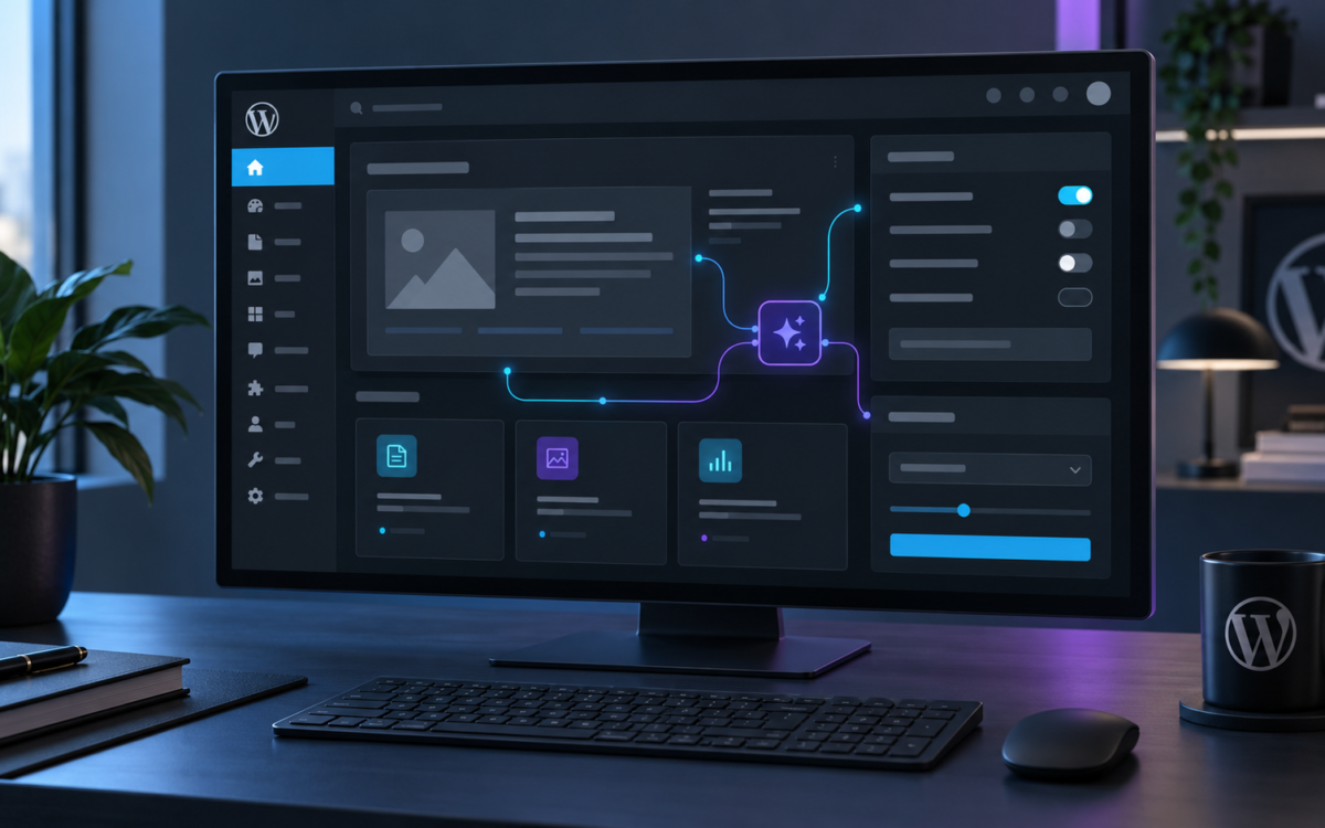 WordPress sučelje s AI automatizacijskim elementima