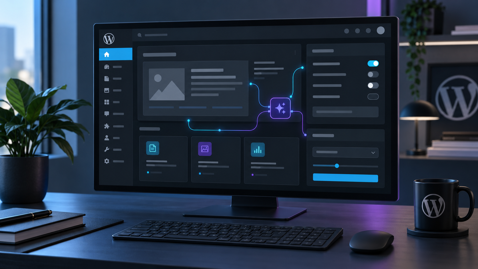 WordPress sučelje s AI automatizacijskim elementima